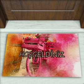 Bisiklet Desenli Dekoratif Kapı Önü Paspası No: 1012