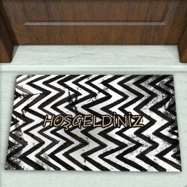 Zigzag Çizgili Desenli Dekoratif Kapı Önü Paspası No: 1013