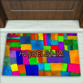 Renkli Taş Desenli Dekoratif Kapı Önü Paspası No: 1041