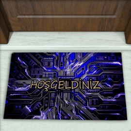 Elektronik Kart Desenli Dekoratif Kapı Önü Paspası No: 1062