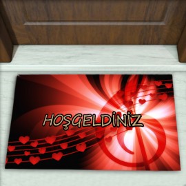 Kalpli Müzik Notası Desenli Dekoratif Kapı Önü Paspası No: 1067