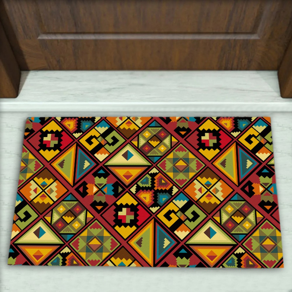 Kilim Desenli Dekoratif Kapı Önü Paspası No: 1075