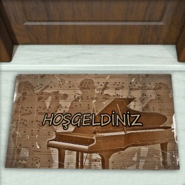 Piyano Desenli Dekoratif Kapı Önü Paspası No: 1091