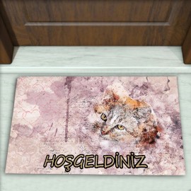 Kedi Desenli Dekoratif Kapı Önü Paspası No: 1259