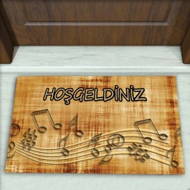 Müzik Nota Desenli Dekoratif Kapı Önü Paspası No: 1289