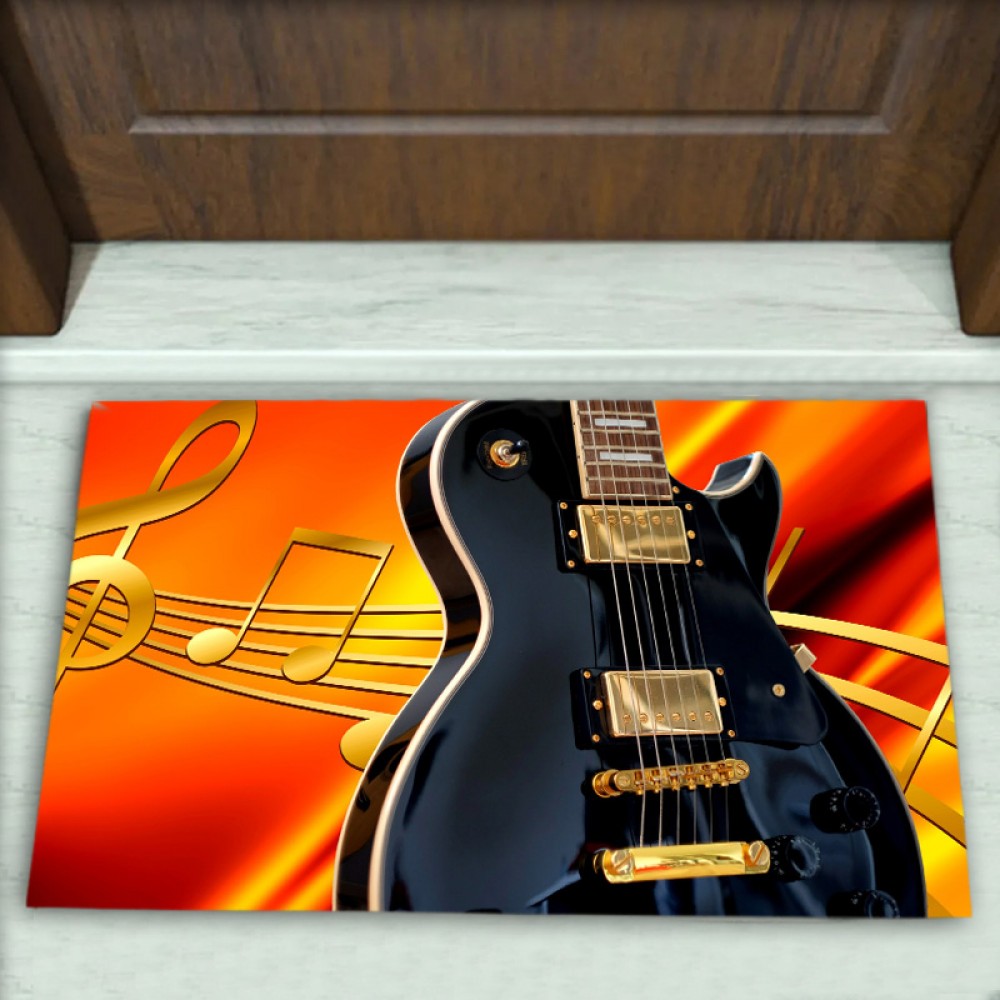 Gitar Desenli Dekoratif Kapı Önü Paspası No: 1351