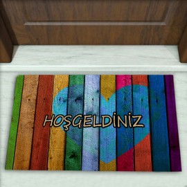 Parke Kalp Desenli Dekoratif Kapı Önü Paspası No: 1353