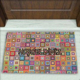 Geometrik Desenli Dekoratif Kapı Önü Paspası No: 1432