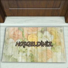 Çiçek Desenli Dekoratif Kapı Önü Paspası No: 1462