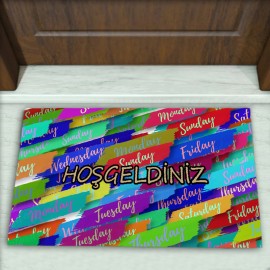 Haftanın Günleri Desenli Dekoratif Kapı Önü Paspası No: 1624