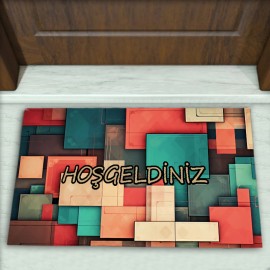 Geometrik Desenli Dekoratif Kapı Önü Paspası No: 1691