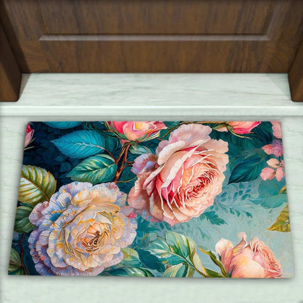 Çiçek Desenli Dekoratif Kapı Önü Paspası No: 1744