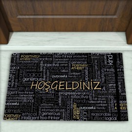 Yazı Desenli Dekoratif Kapı Önü Paspası No: 1787