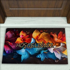Çiçek Desenli Dekoratif Kapı Önü Paspası No: 1815