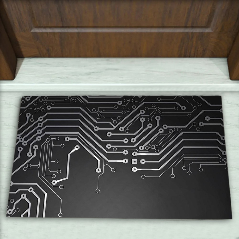 Elektronik Kart Desenli Dekoratif Kapı Önü Paspası No: 1832