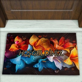 Çiçek Desenli Dekoratif Kapı Önü Paspası No: 1873