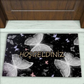 Kelebek Desenli Dekoratif Kapı Önü Paspası No: 1937