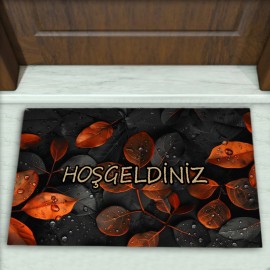 Yaprak Desenli Dekoratif Kapı Önü Paspası No: 1994