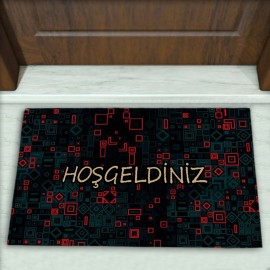 Geometrik Desenli Dekoratif Kapı Önü Paspası No: 2010