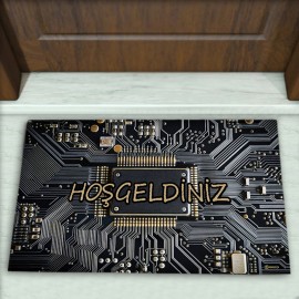 Elektronik Desenli Dekoratif Kapı Önü Paspası No: 2047