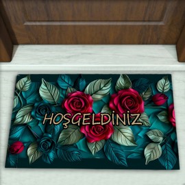 Gül Desenli Dekoratif Kapı Önü Paspası No: 2071