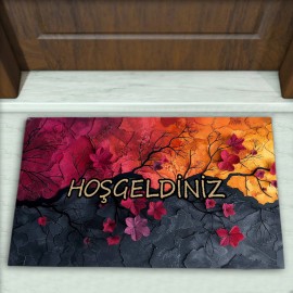 Çiçek Desenli Dekoratif Kapı Önü Paspası No: 2085
