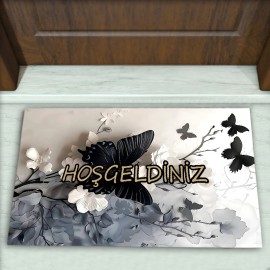 Kelebek Desenli Dekoratif Kapı Önü Paspası No: 2091