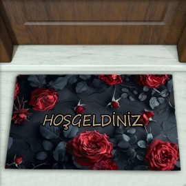 Gül Desenli Dekoratif Kapı Önü Paspası No: 2125