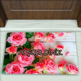Gül Desenli Dekoratif Kapı Önü Paspası No: 2126
