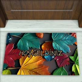 Yaprak Desenli Dekoratif Kapı Önü Paspası No: 2129