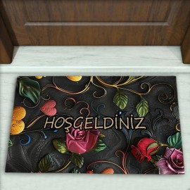 Çiçek Desenli Dekoratif Kapı Önü Paspası No: 2144
