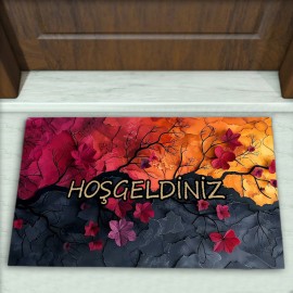 Çiçek Desenli Dekoratif Kapı Önü Paspası No: 2157