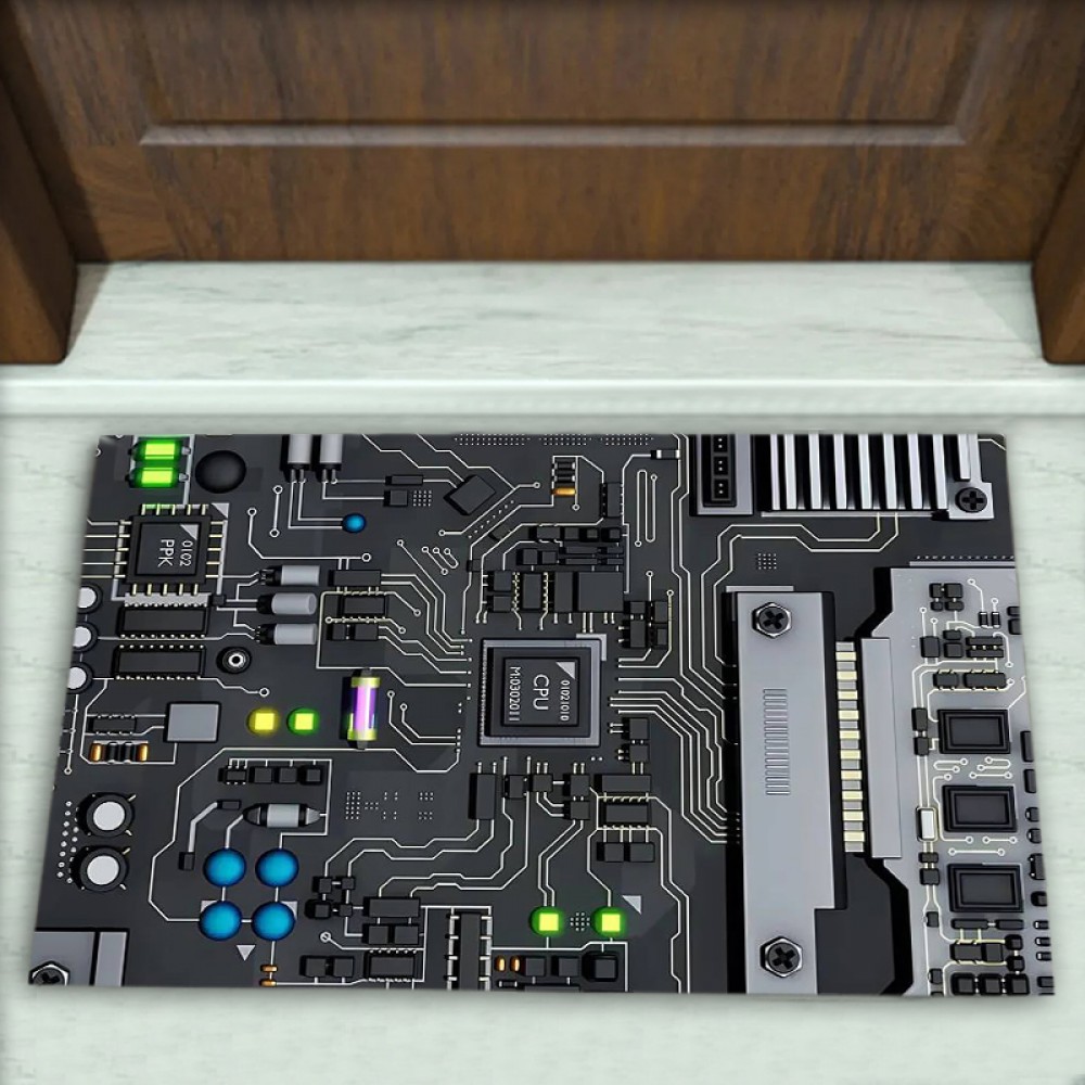 Elektronik Desenli Dekoratif Kapı Önü Paspası No: 2164