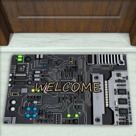 Elektronik Desenli Dekoratif Kapı Önü Paspası No: 2164
