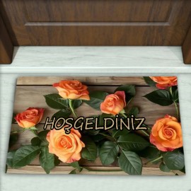 Gül Desenli Dekoratif Kapı Önü Paspası No: 2183