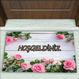 Gül Desenli Dekoratif Kapı Önü Paspası No: 2205