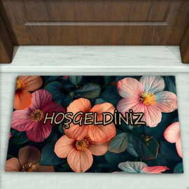 Çiçek Desenli Dekoratif Kapı Önü Paspası No: 2236