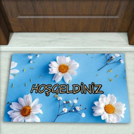 Papatya Desenli Dekoratif Kapı Önü Paspası No: 2269
