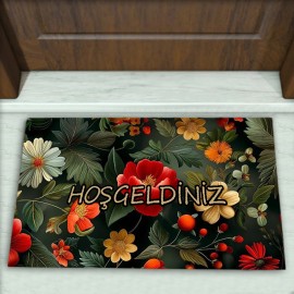 Çiçek Desenli Dekoratif Kapı Önü Paspası No: 2283