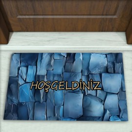 Taş Duvar Desenli Dekoratif Kapı Önü Paspası No: 2288