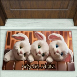Tavşan Desenli Dekoratif Kapı Önü Paspası No: 2301