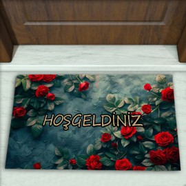 Gül Desenli Dekoratif Kapı Önü Paspası No: 2353
