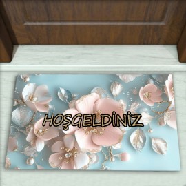Çiçek Desenli Dekoratif Kapı Önü Paspası No: 2355