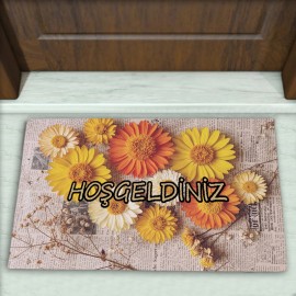 Çiçek Desenli Dekoratif Kapı Önü Paspası No: 2369