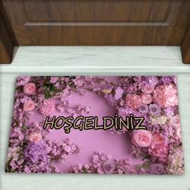 Çiçek Desenli Dekoratif Kapı Önü Paspası No: 2374