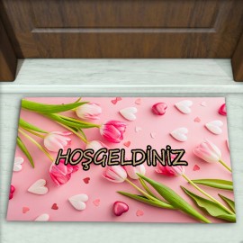 Çiçek Desenli Dekoratif Kapı Önü Paspası No: 2376