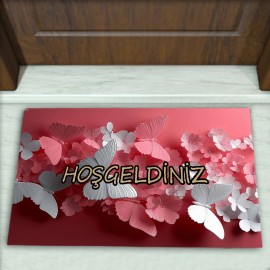 Kelebek Desenli Dekoratif Kapı Önü Paspası No: 2380