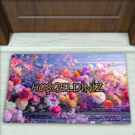 Çiçek Desenli Dekoratif Kapı Önü Paspası No: 2388