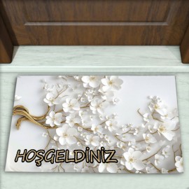 Çiçek Desenli Dekoratif Kapı Önü Paspası No: 2391