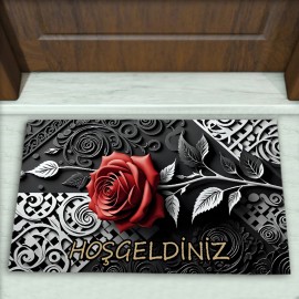 Gül Desenli Dekoratif Kapı Önü Paspası No: 2406